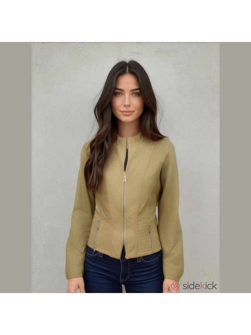 Ness Women’s Tan Faux Leather Moto Jacket – Size Small